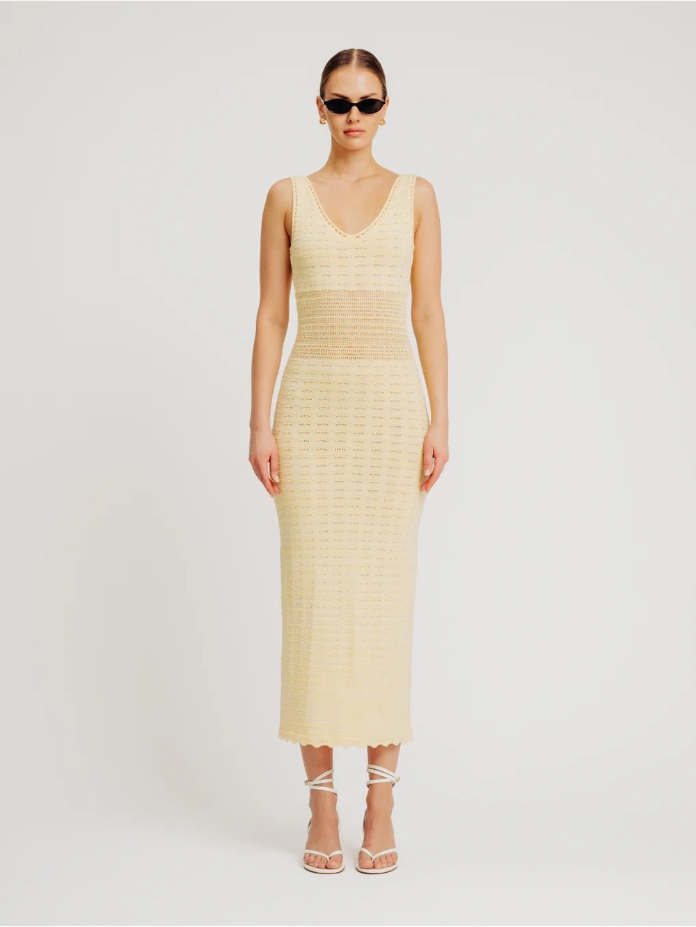 NWT Ronny Kobo Mindy Crochet Dress in Lemon Yellow size L